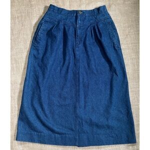 Vintage Jean Midi Skirt S M Prairie Cowgirl Traditional Modest Southwestern